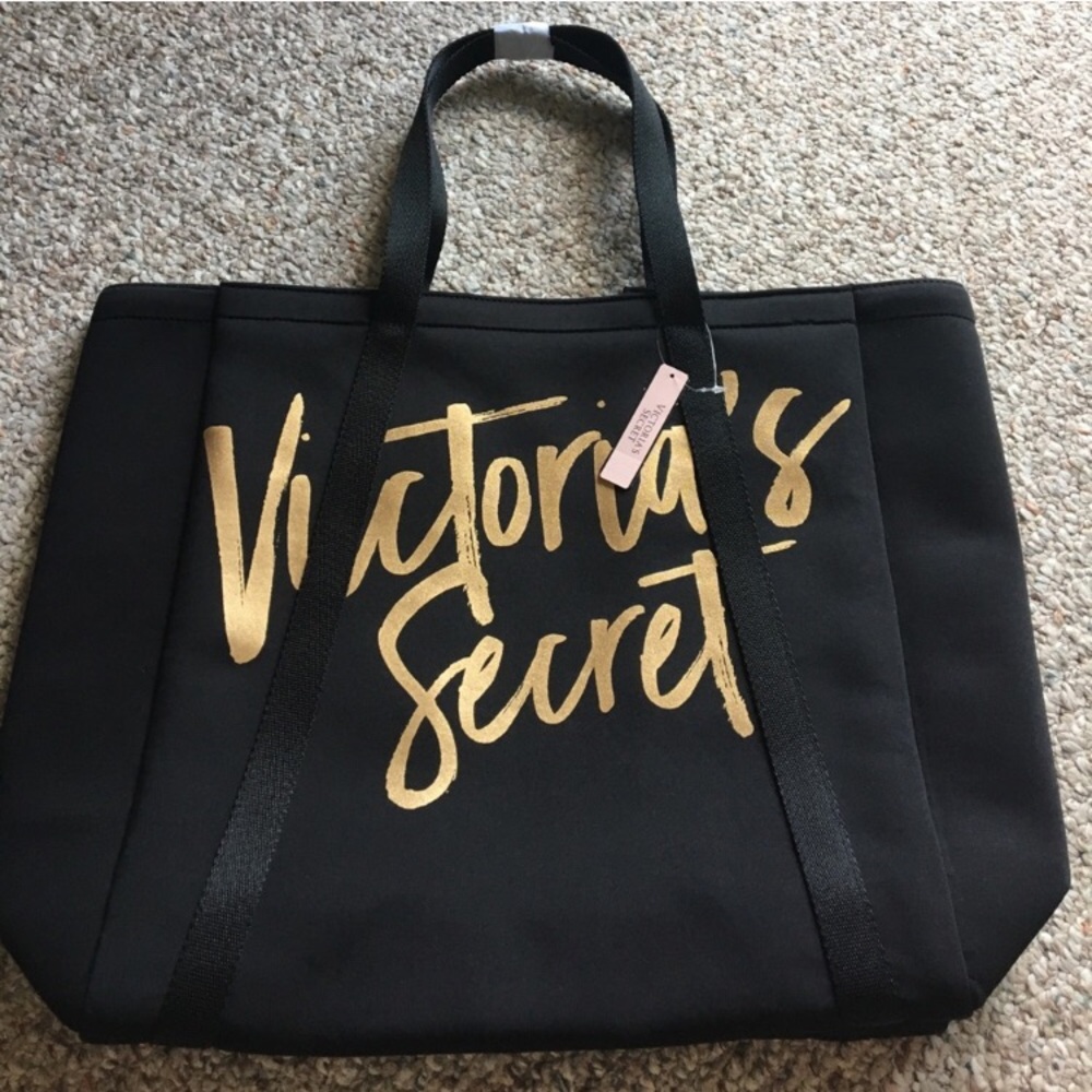 Victoria's Secret Black and Gold Tote Bag